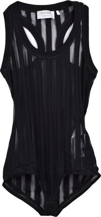 Sportmax Sheer Striped Black Bodysuit