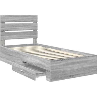 vidaXL Bed Frame with Drawer Grey Sonoma 90 x 200 cm Engineered Wood vidaXL