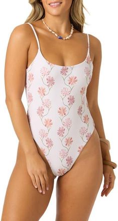 O'Neill Ivy Floral Marine One-Piece Swimsuit in Tofu at Nordstrom, Size Xx-Large