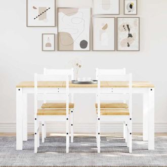 vidaXL Vidaxl - Juego De Comedor Panama 5 Pzas Madera Maciza De Pino Blanco