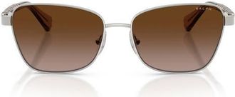 Ralph Lauren 56mm Oversize Gradient Irregular Sunglasses in Shiny Silver /Gradient Brown at Nordstrom