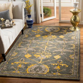 Safavieh Bella Hand Made Area Rug, Blue Grey / Gold Traditional Style Non-Shedding
