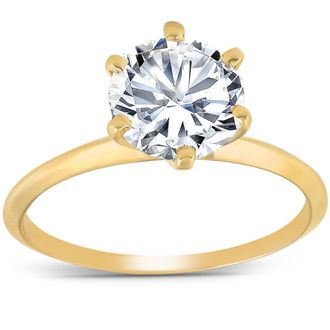 Pompeii3 2 Ct Round Solitaire Diamond Engagement Ring 14k Yellow Gold