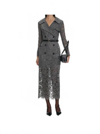 Self Portrait Floral Lace Midi Dress In Grey