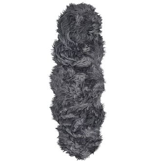 Beliani Alfombra De Piel Sint&eacute;tica De Oveja Acr&iacute;lico Gris 60 X 180 Cm Mamungari