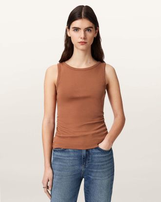 AllSaints Cotton Katarina Boat Neck Slim Fit Tank Top, Size: XS