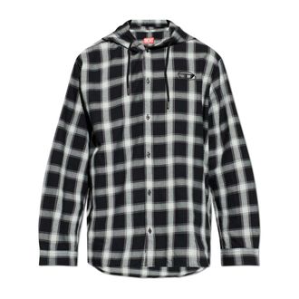 Diesel Hooded Shirt - Heren - Casual Overhemden - Grijs - 2XL - Katoen - Overhemden
