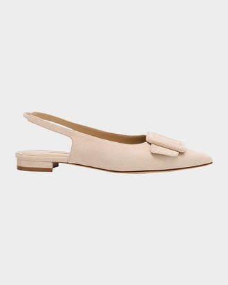 Manolo Blahnik Maylura Suede Slingback Ballerina Flats