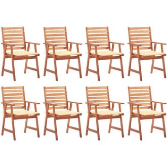 vidaXL Vidaxl - Sillas Comedor De Jard&iacute;n Y Cojines 8 Uds Madera Maciza Acacia