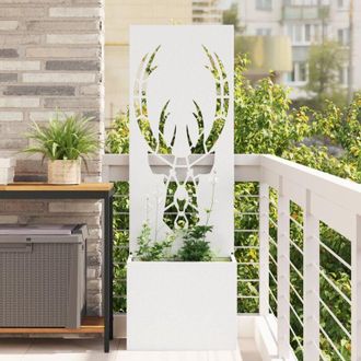 vidaXL Macetero De Jard&iacute;n Con Panel Decorativo Blanco 50 X 140 Cm Vidaxl