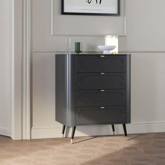 Dmora C&oacute;moda Lapanoto, 4 Cajones, Apertura Y Cierre Deslizante, 78x40x98h Cm Negro Antracita
