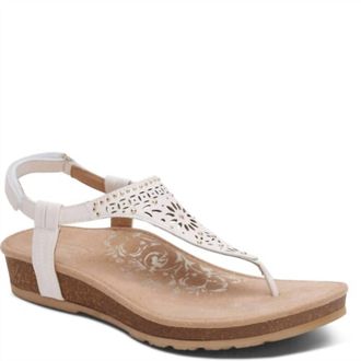 Aetrex Womens Evelyn Thong Sandals In Ivory