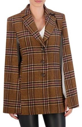 Ookie & Lala Plaid Cape Jacket in Brown/Berry/Black at Nordstrom Rack, Size X-Large