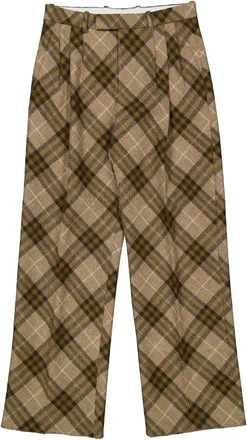 Burberry Pleated Check Wool Tailored Trousers, Brand Size 46 ( Waist Size 31.1 )