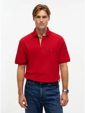 Tommy Hilfiger Mens Classic Fit Corduroy Accent Polo - Lava - L