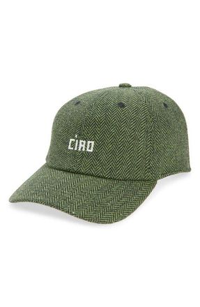 Clare Vivier Wool Herringbone Adjustable Baseball Cap in Green & Black W Petit Ciao at Nordstrom