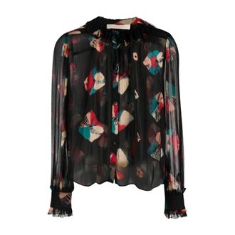 Ulla Johnson Overhemden, Dames, Veelkleurig, M, Elegante Multicolor Zijden Blouse
