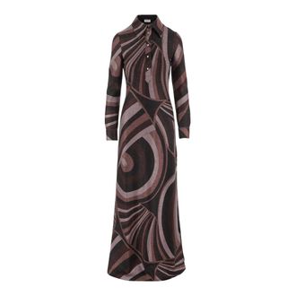 Pucci Kleedjes, Dames, Veelkleurig, M, Polyester, Stretch Lurex Jurk met Iride Print