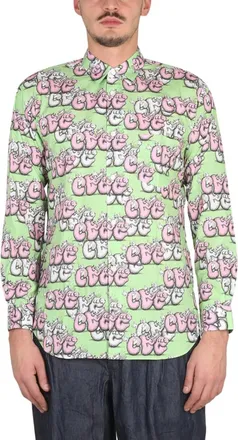 Comme Des Gar&ccedil;ons Green Regular Graphic Shirt