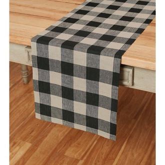 Solino Home Linen Table Runner for Dining Table, Holiday and Everyday Table Decor - Buffalo Check in Natural And Black at Nordstrom, Size Xx-Small