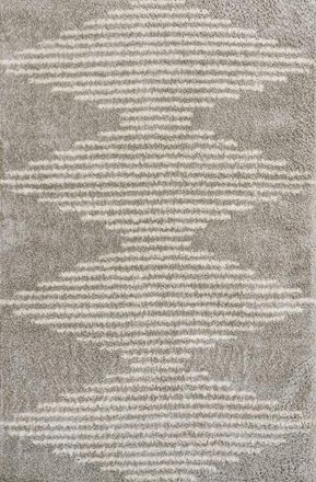 Jonathan Y Designs Elm Diamond Stripe Geometric Shag Area Rug in Gray/ivory at Nordstrom, Size 2Ft 0In X 8Ft 0In