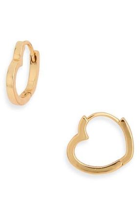 Sterling Forever Liliana Elegant Heart Shaped Huggie Hoop Earrings in Gold at Nordstrom Rack
