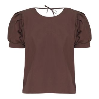 SoAllure Blouses, female, Brown, Size: XL Puff-Sleeve Cotton Top