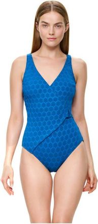 Gottex Chained Reaction Textured Surplice One Piece in Aqua-Marine at Nordstrom, Size 12