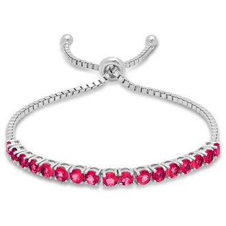MAX + STONE 925 Sterling Silver Round Gemstone Bolo Adjustable Bracelet