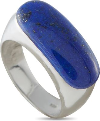 Luxury Bazaar 14K White Gold Lapis Lazuli Signet Ring MF09-062626