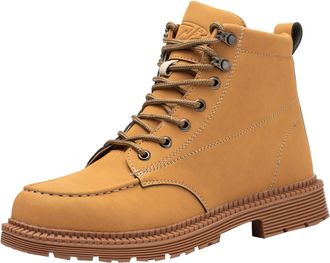 Generic Pu Leather Ankle Boots for Man, Walking Boot Non-Slip Soles Work Boots Lace Up Hiking Boot Hard Wearing Outdoor Shoes Round Toe Trekking Shoe Comfort 