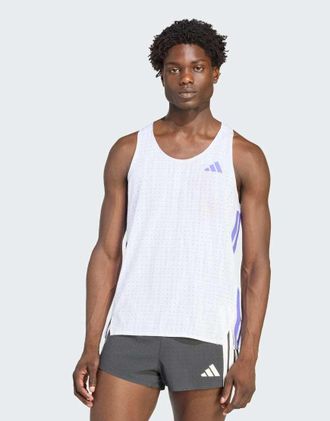 adidas adidas Performance - Adizero - Canotta da corsa bianca e viola solare-Bianco