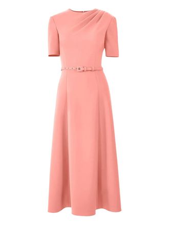 Carolina Herrera draped midi dress with belt - women - Polyester/Polyurethane - 10 - Pink
