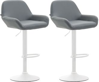 Clp Set 2 Taburetes De Bar Braga En Cuero Pu Gris Blanco