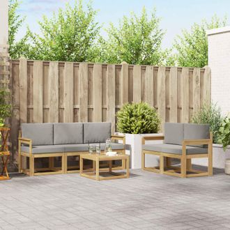 vidaXL Vidaxl Set Di Divani Da Esterno 6 Pz Bianco E Grigio Chiaro Poliestere