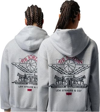 Nike Jordan Air Jordan x Levis Full-Zip Hoodie Asia Sizing Grey Heather Black Gym Red IM6735-050