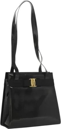 Ferragamo Pre-owned Schoudertas van Lakleer - Dames - Vintage Schoudertas - Zwart - ONE Size - Leer - Vintage