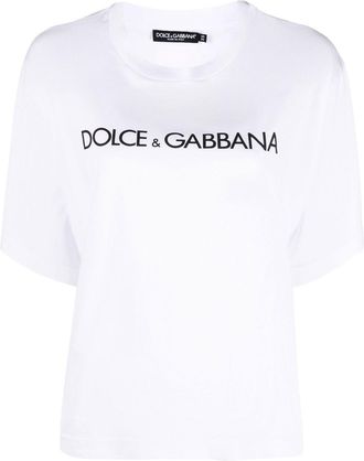 Dolce & Gabbana logo-print short-sleeve T-shirt - women - Cotton - M - White