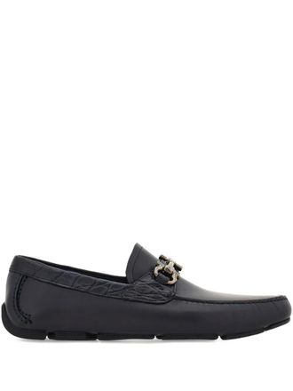 Ferragamo Gancini-buckle loafers - men - CALFSKIN/CALFSKIN/Goat Skin/Rubber - 10.5EE - Blue