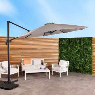 Charles Bentley 3.5m X-Large Hanging Banana Umbrella Parasol in Grey