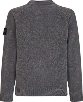Stone Island Mens Crewneck Sweater M&eacute;lange Grey Chenille Cotton