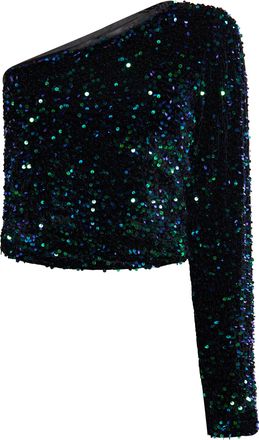 Faina Topje met &eacute;&eacute;n schouder Dames Blauwgroen veelkleurig