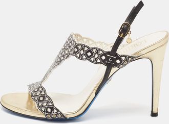 Loriblu Black/white Leather Slingback Sandals