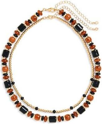 Nordstrom Rack 2-Pack Assorted Beaded Necklace Set in Brown Multi- Gold at Nordstrom Rack
