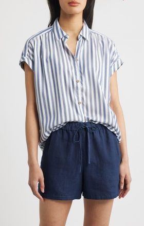 Beach Lunch Lounge Darby Short Sleeve Button-Up Shirt in Barrier Island at Nordstrom, Size X-Small