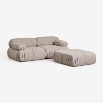 Sklum Sof&aacute; Modular De 2 Piezas Y Puff En Boucl&eacute; Envasado Al Vac&iacute;o Kendall Sklum