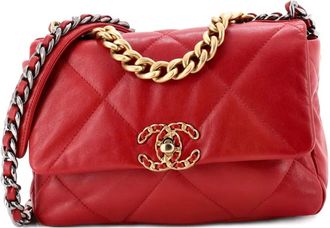 Chanel Borsa a tracolla 19 media in pelle trapuntata con battente - Rosso
