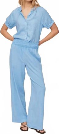 Bella Dahl Smocked Waist Wide Leg Pant In Tidal Blue