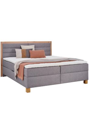 CARRYHOME Boxbett, Grau, Eiche Artisan, Textil, Eiche, massiv, H2, Höhe ca. 18 cm, 180x200 cm, Topper durchgehend, in verschiedenen Größen