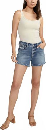 Silver Jeans Co Mid Rise Elyse Short In Medium Indigo Wash